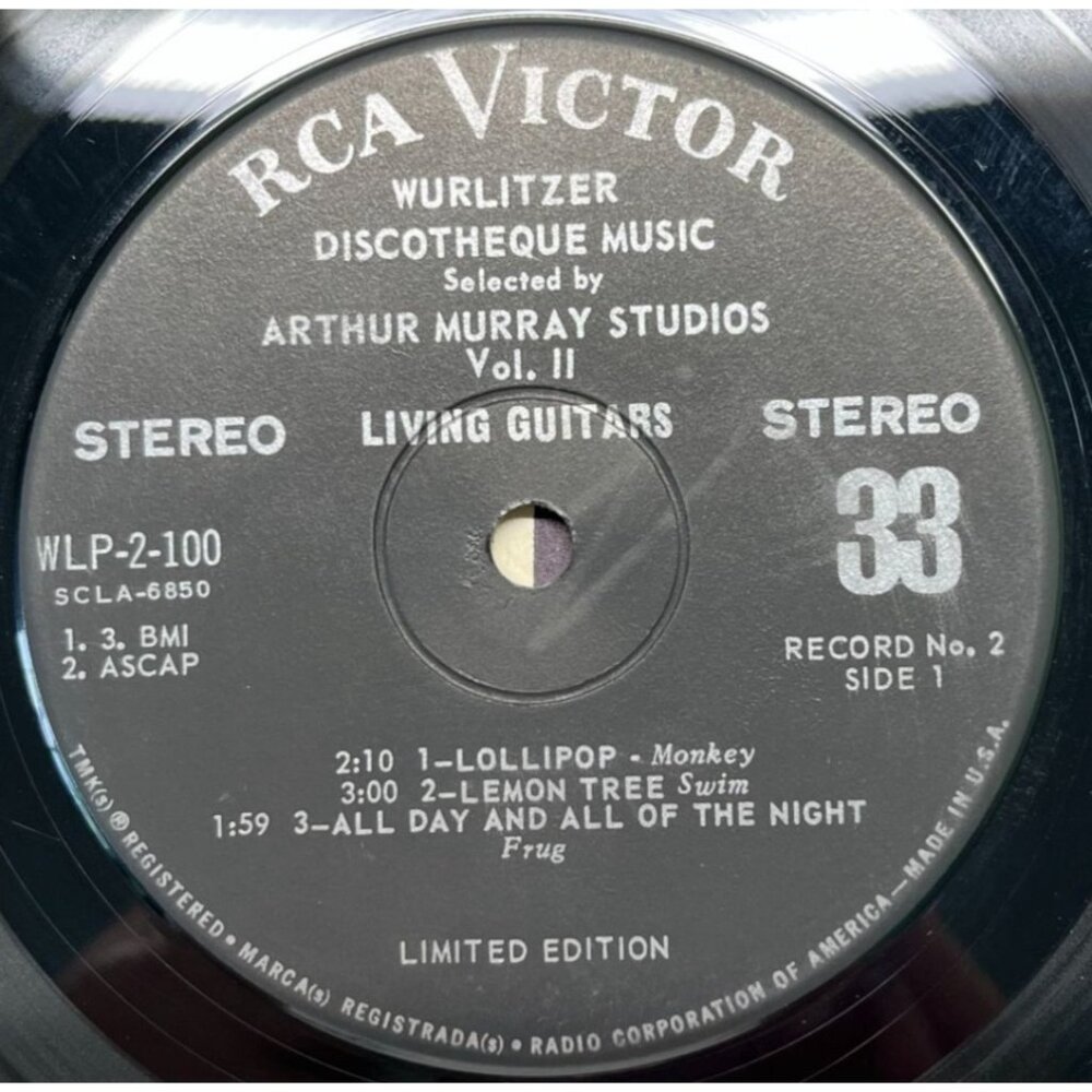Arthur Murray Wurlitzer Discotheque Music Vol II Living Guitars Compact 33 Vinyl
